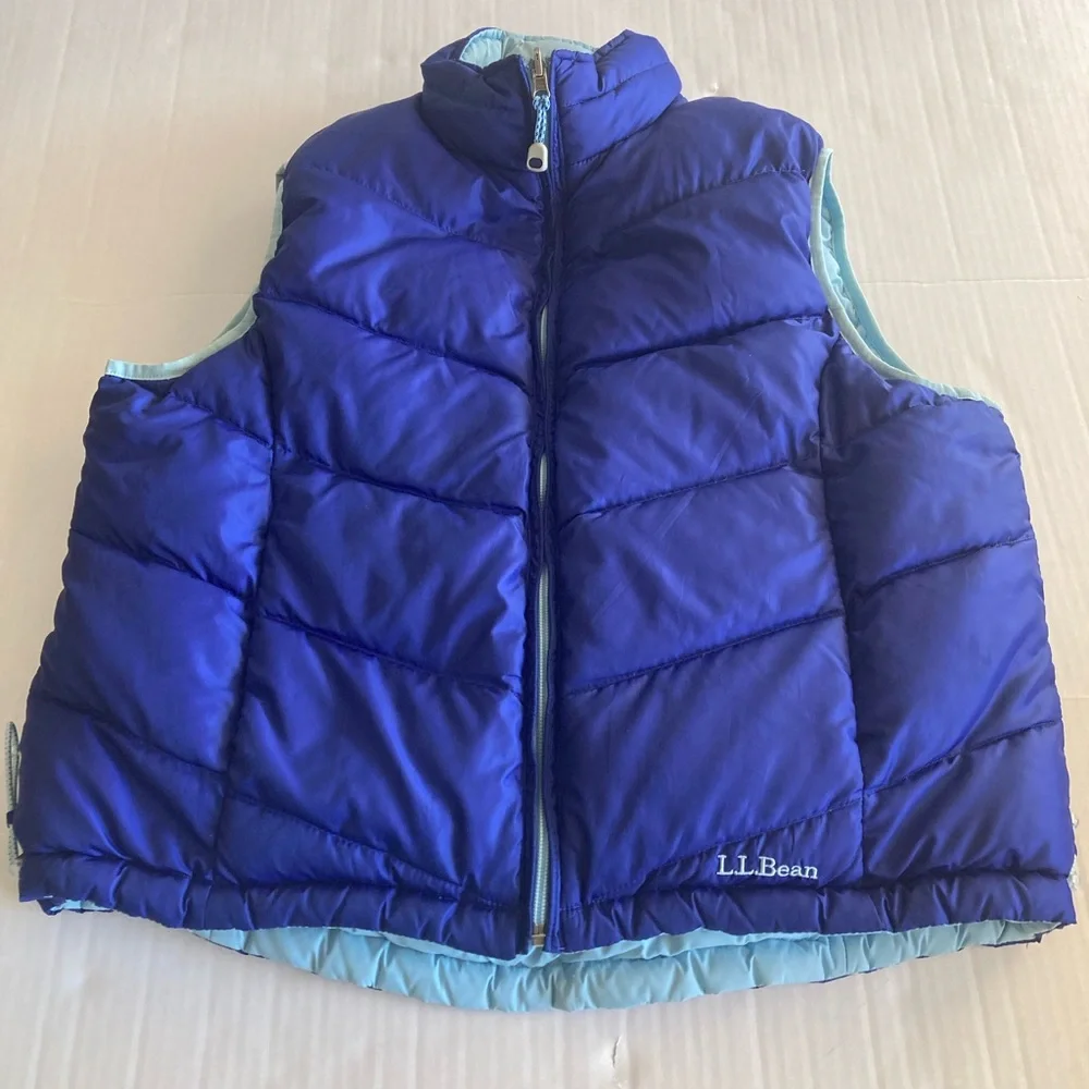 L.L.Bean Puffer Down Filled Vest Zipper Reversible Women’s Size Large - Picture 1 of 9